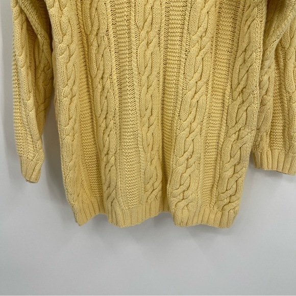Lauren RALPH LAUREN Yellow/Navy Hand Knit Cotton Tennis Sweater Womens Size M - Picture 8 of 10